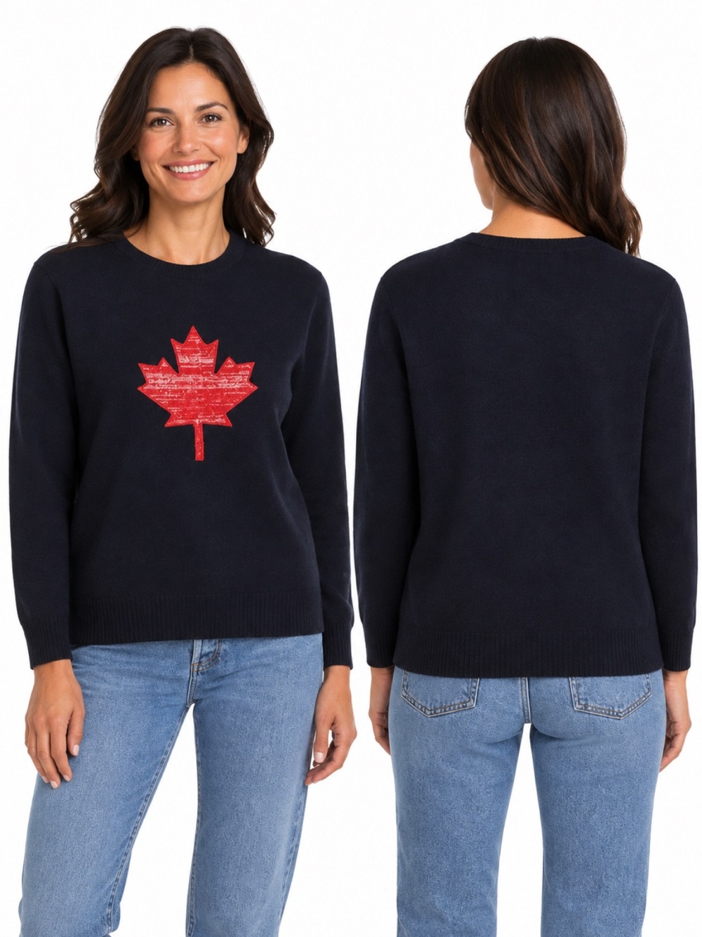 NWT Original Weatherproof Vintage 100% Cotton Canada Sweater Red and Blue